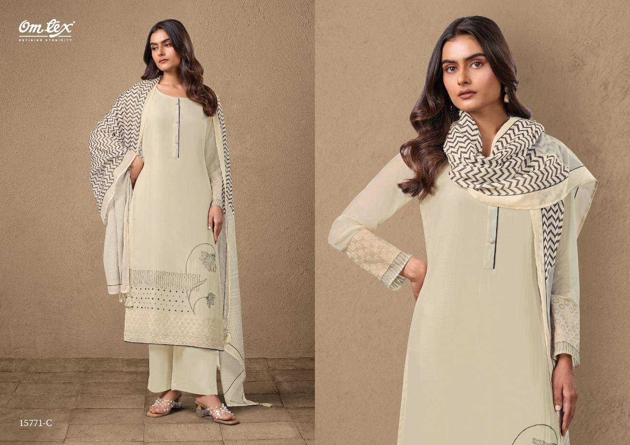 NAVATMANI By OMTEX Beautiful Festive Suits Stylish Colorful Fancy Casual Wear MAL CHANDERI SILK Digital Print Dresses At Wholesale Price